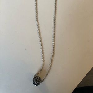 Silver Black Sparkle Ball Necklace